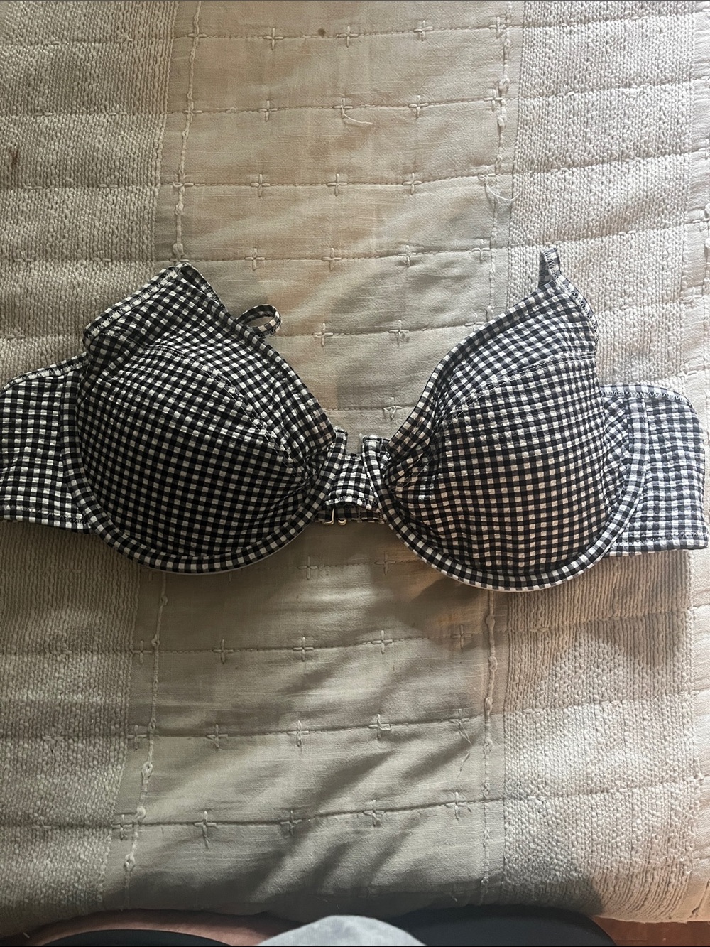 Old Navy Black & White Gingham Bikini top with underwire